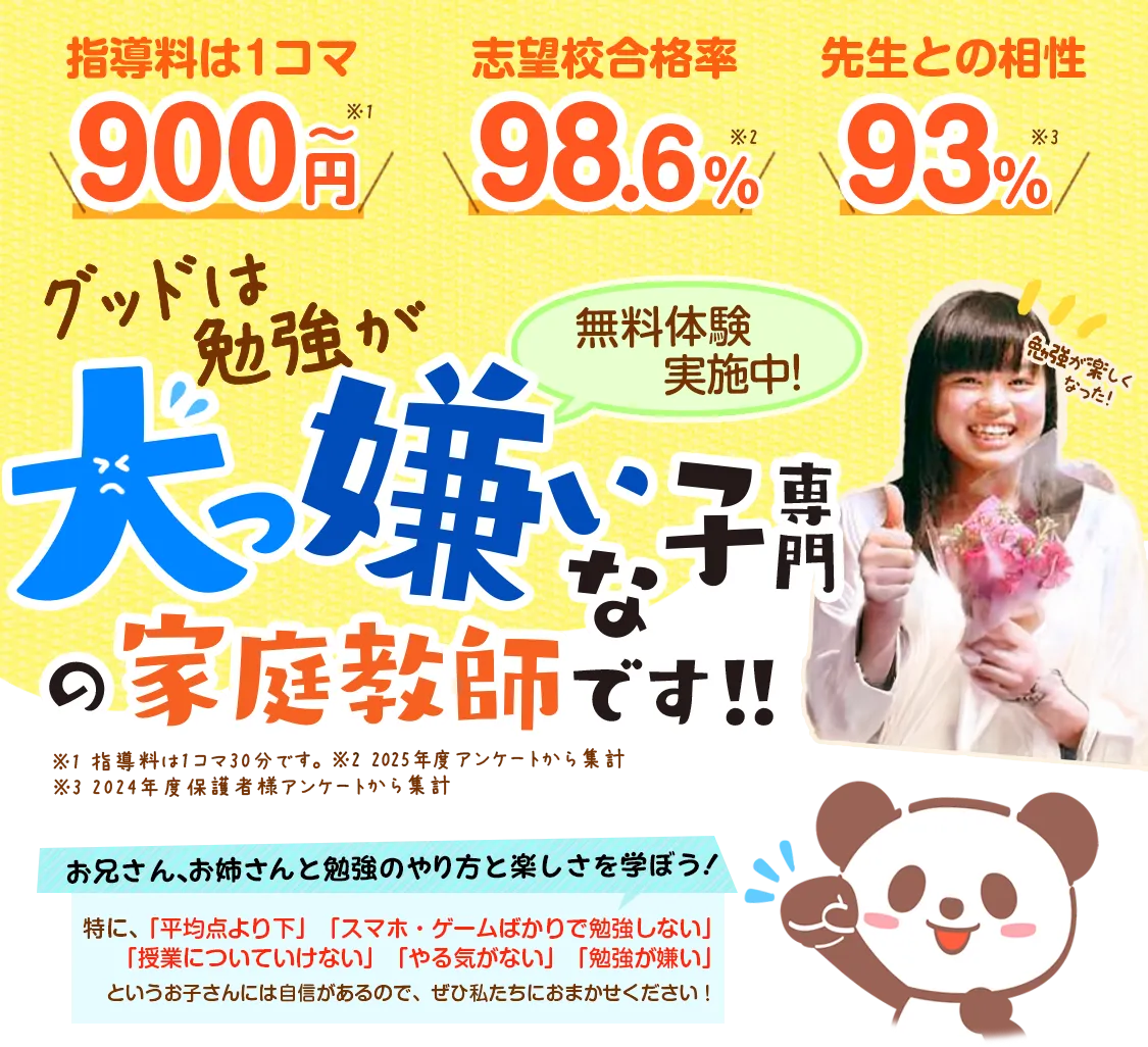 グッドは勉強が大っ嫌いな子専門の家庭教師です!!